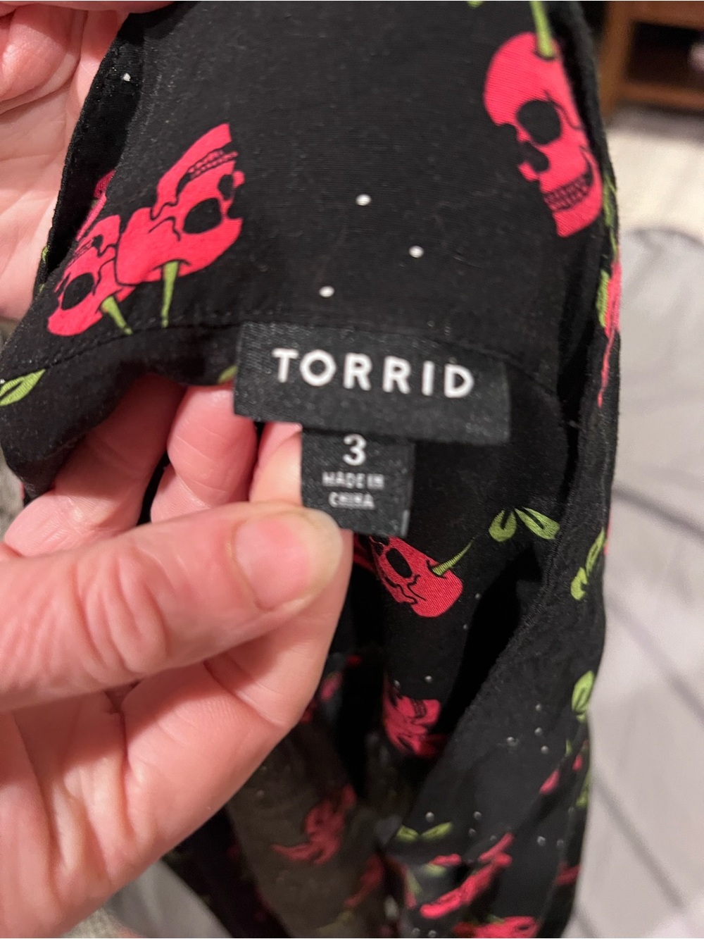 Torrid Black Cherry Skull Button-Up Blouse - Picture 3 of 5